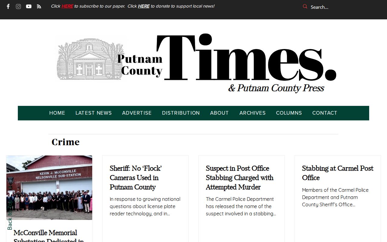 Putnam Press Times crime section showing local crime-news navigation