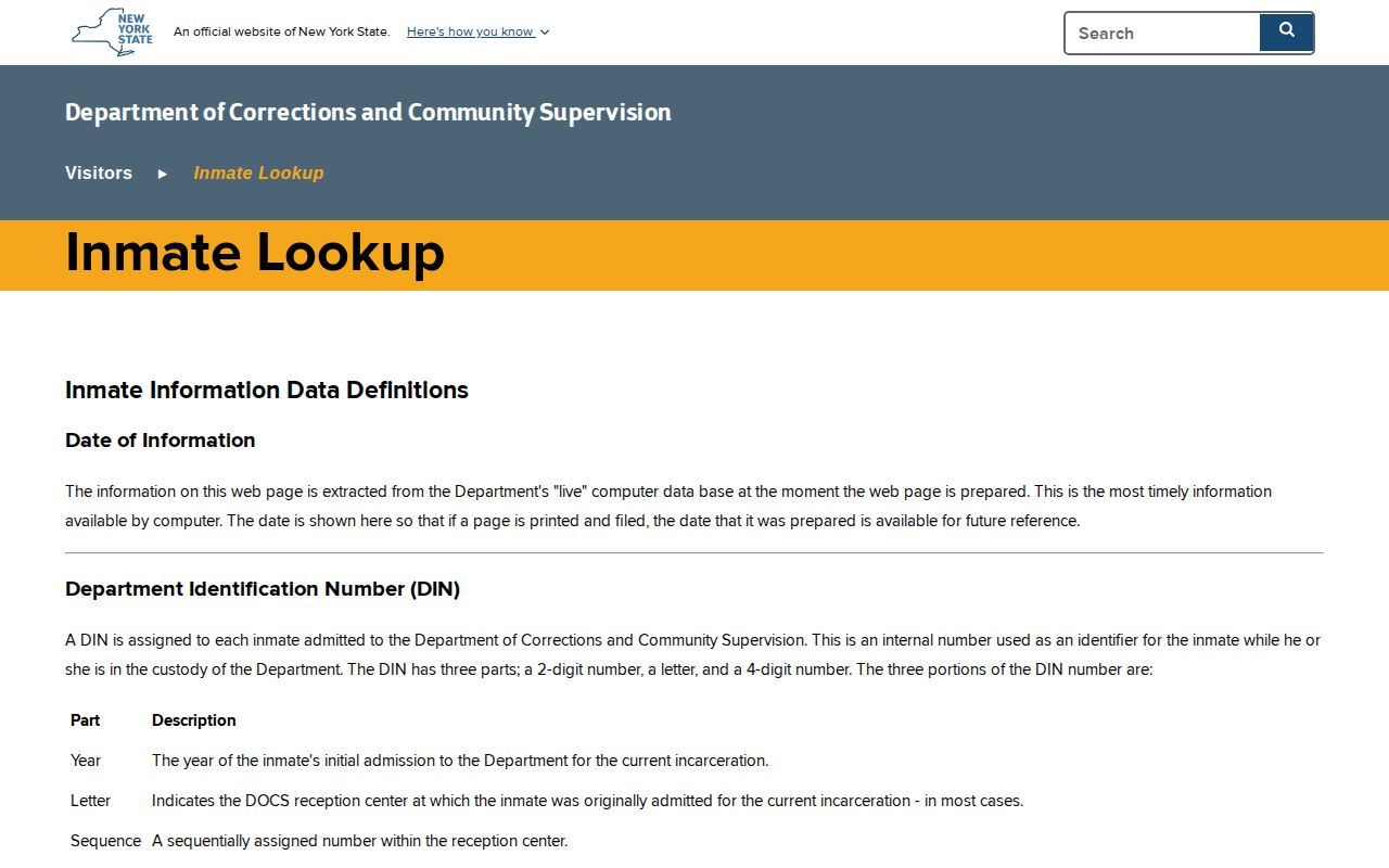 Putnam County state custody record lookup through DOCCS
