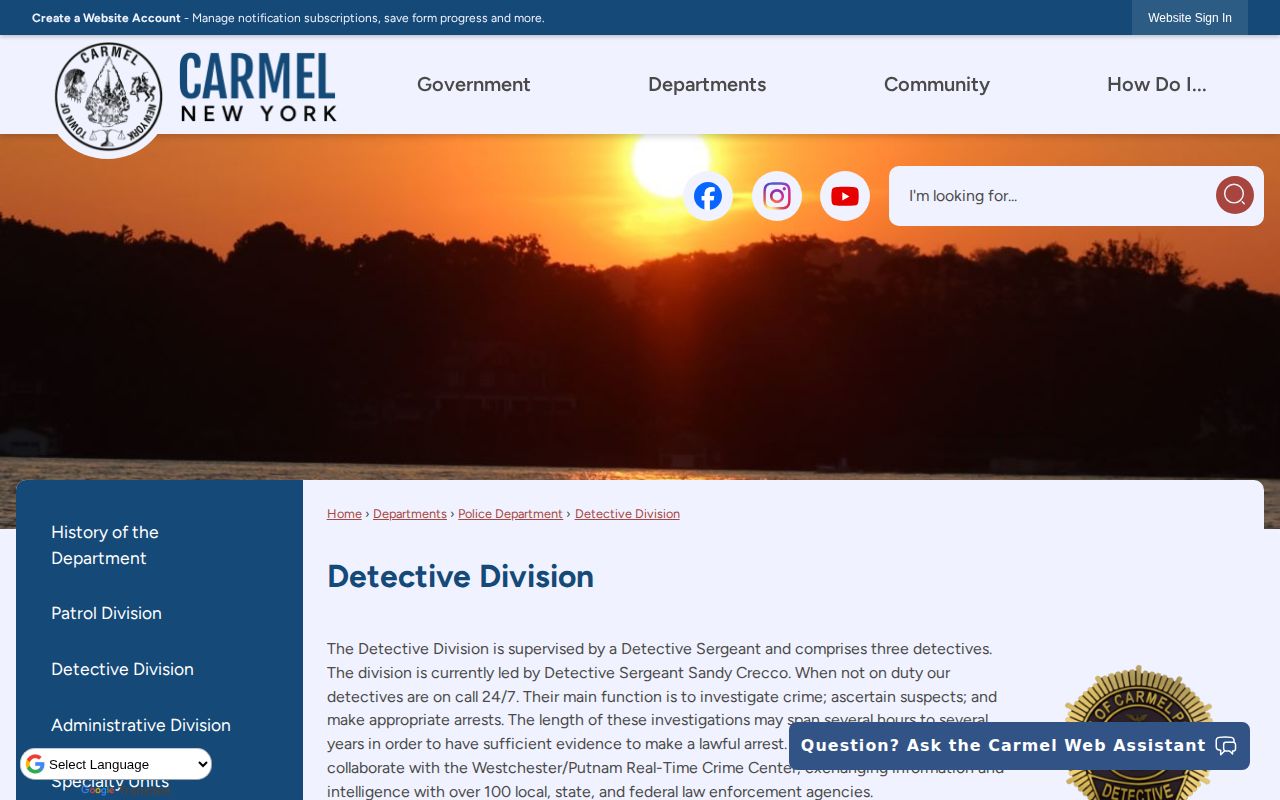 Putnam County Carmel Detective Division source for internal warrant officer information